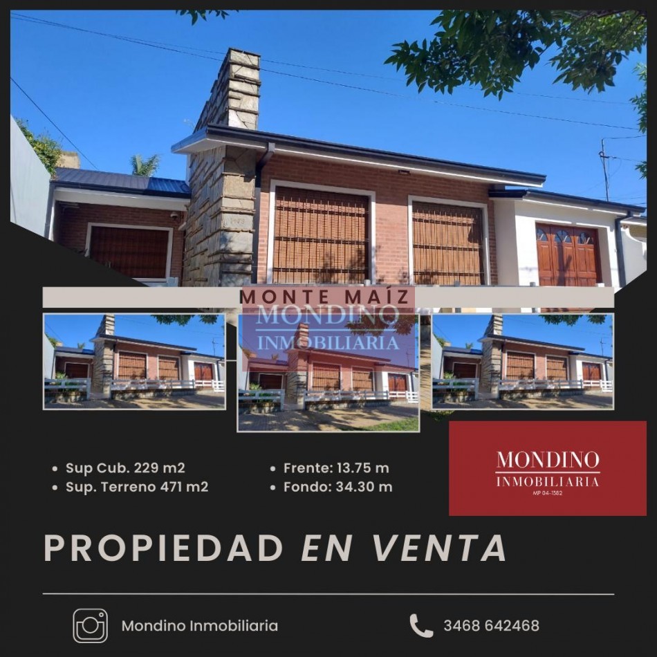 IMPORTANTE INMUEBLE VENTA CENTRO MONTE MAIZ.-